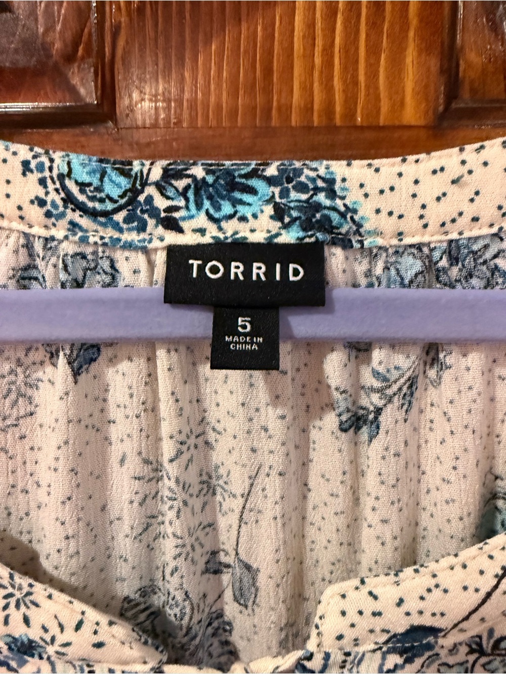 torrid Cream Blouse with Blue Floral Print - Picture 6 of 9